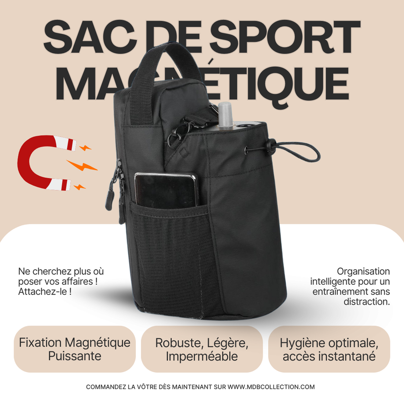 Sac de Sport Magnétique – Grande Capacité avec Poche Bouteille & Téléphone